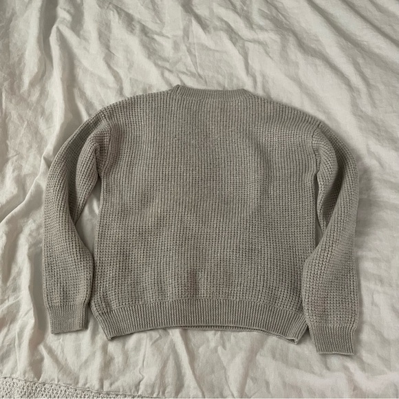Wilfred Free XS 100% Merino Wool Waffle Knit Grey Gray Sweater Crewneck - Picture 5 of 6